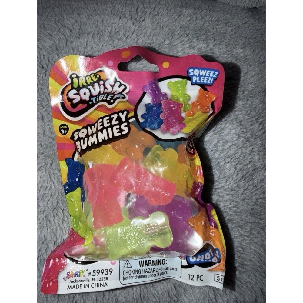 NEW 12pc sqweezy squishy sensory fidget gummy bear toys pencil topper NOT CANDY